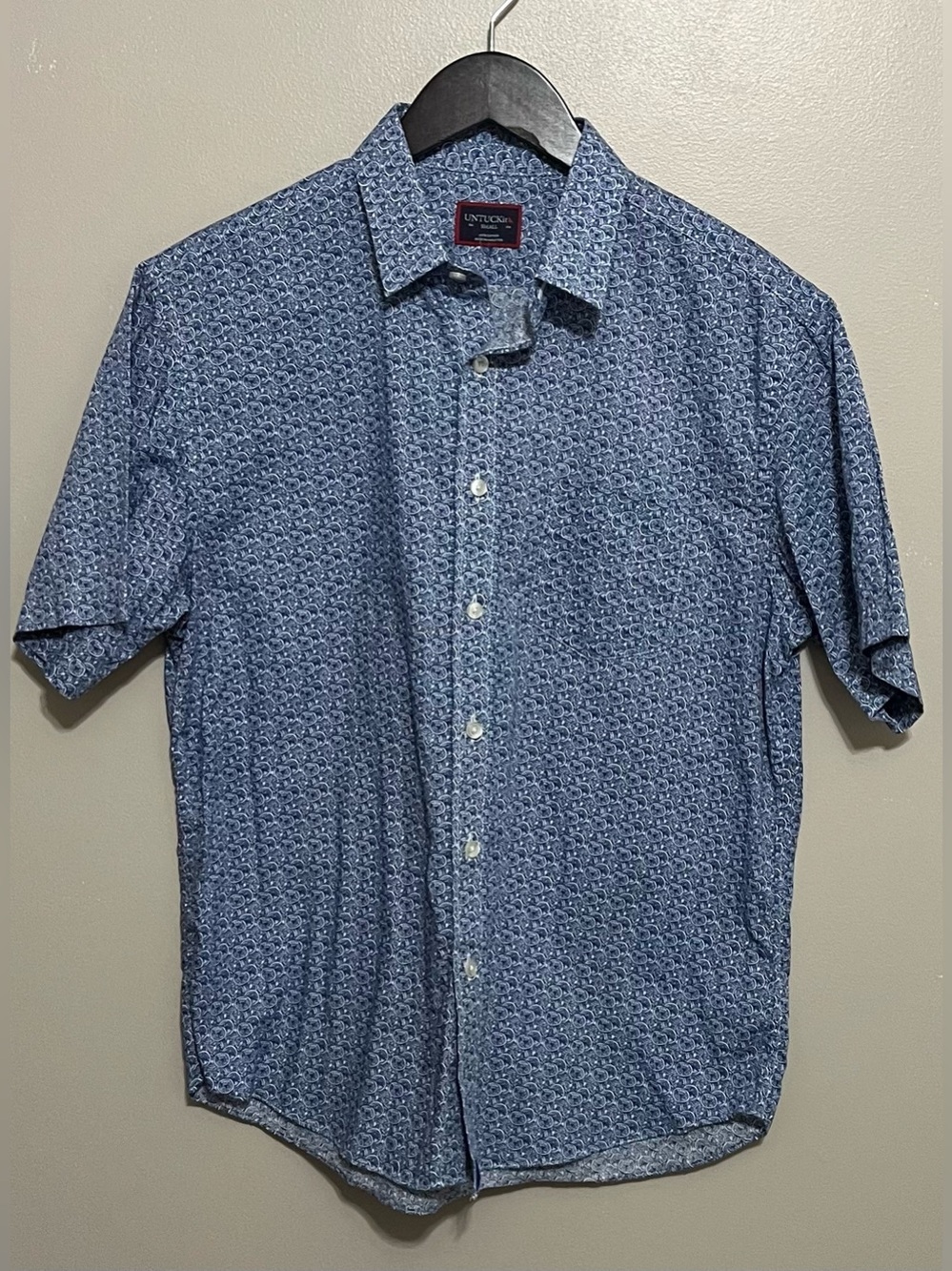 UNTUCKit Shirt Geometric Short Sleeve Cotton Size Small